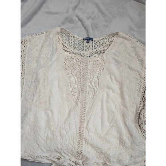 Democracy Wmns top sz XL crochet lace + embroidery+ camisole100% cotton see meas - Picture 2 of 11